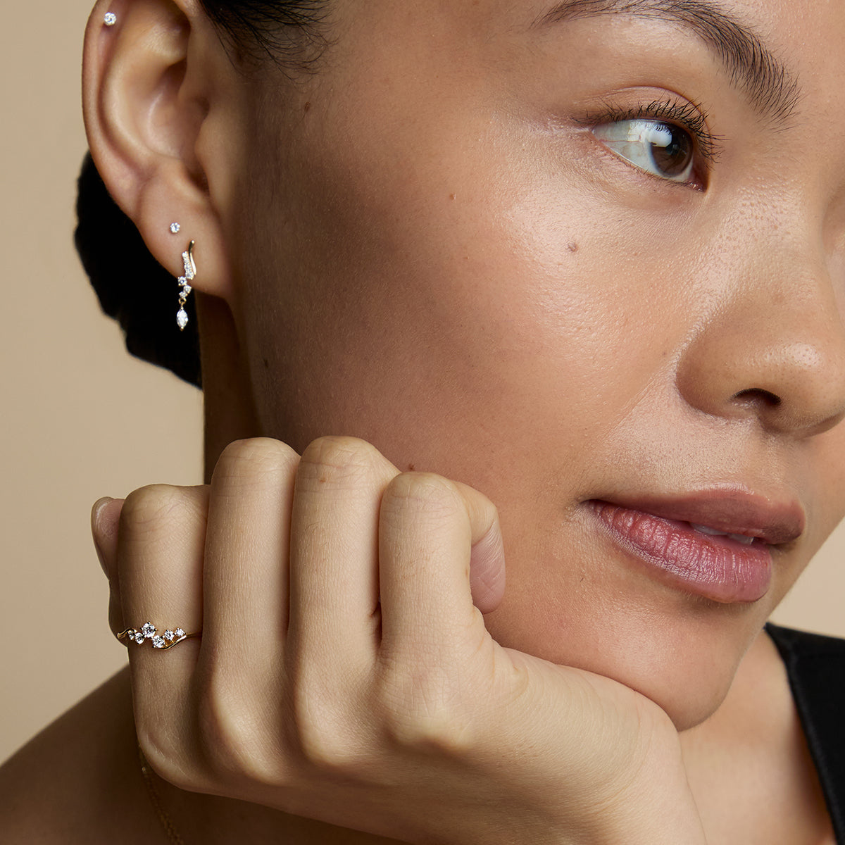 Diamond Cluster Ring in Solid Gold-Astrid &amp; Miyu