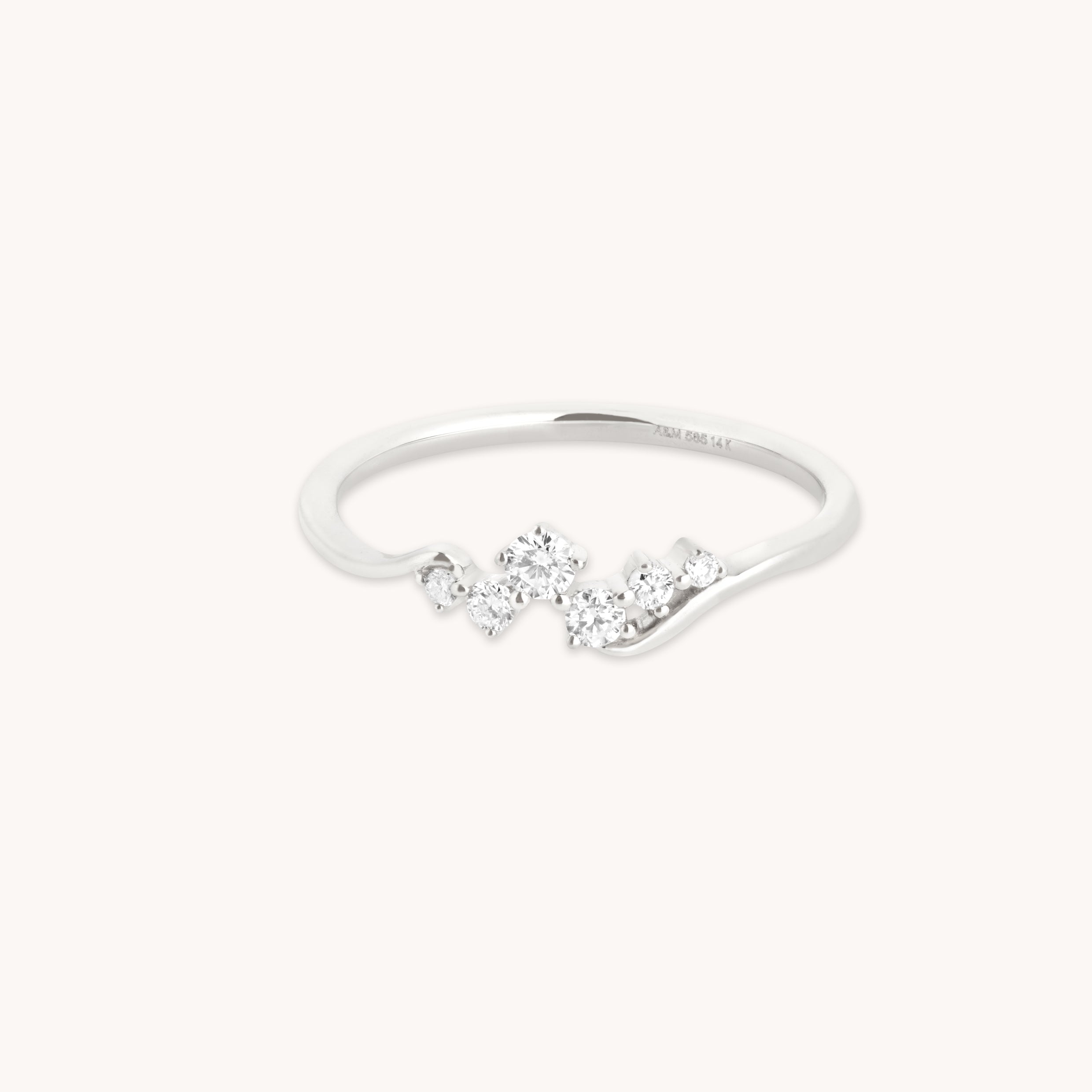 Diamond Cluster Ring in Solid White Gold-Astrid &amp; Miyu