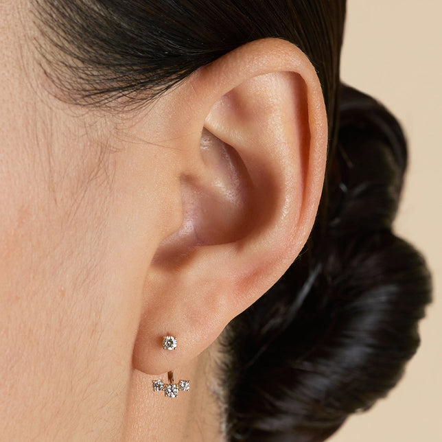 Diamond Trio Ear Jacket in Solid Gold-Astrid &amp; Miyu