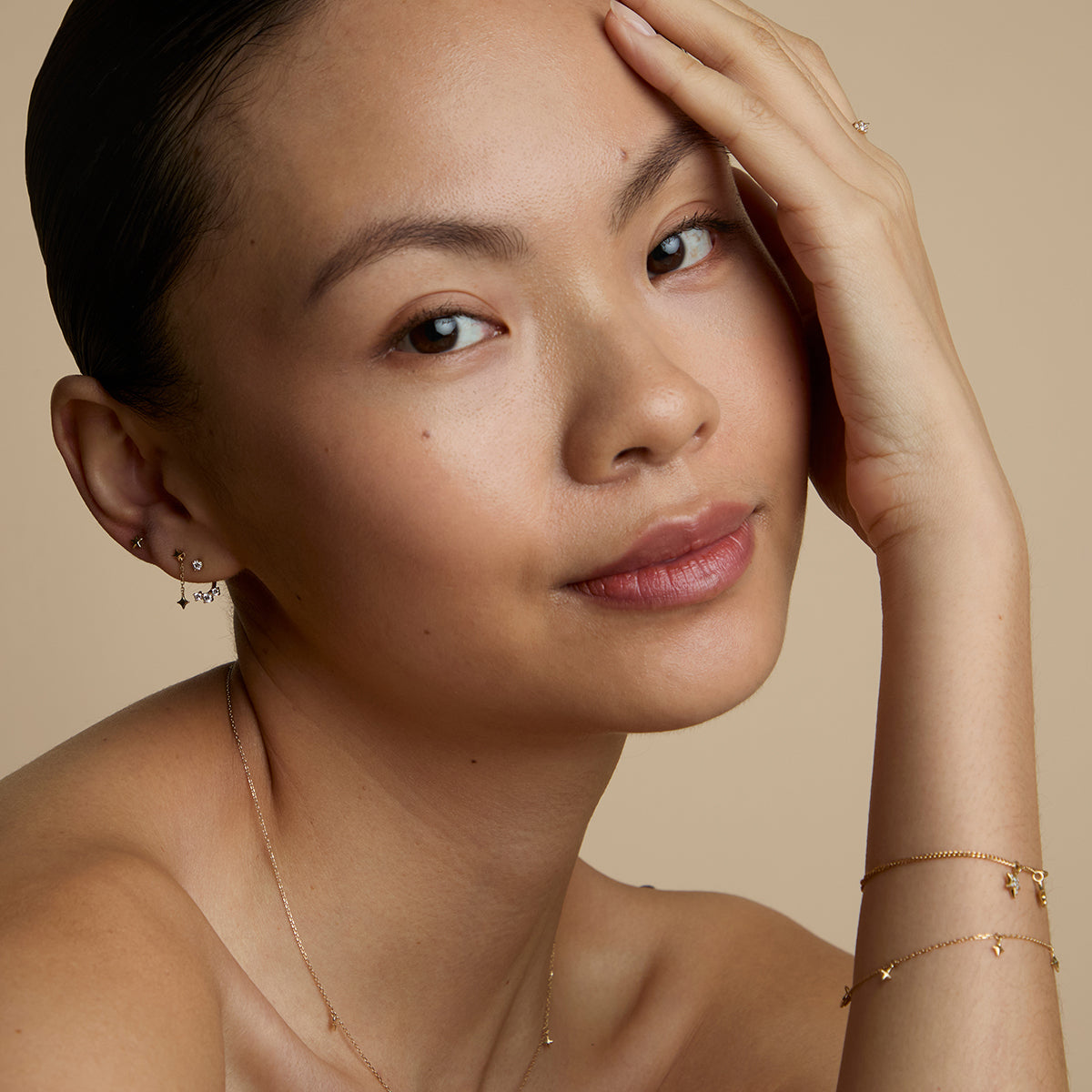 Cosmic Star Chain Studs in Solid Gold