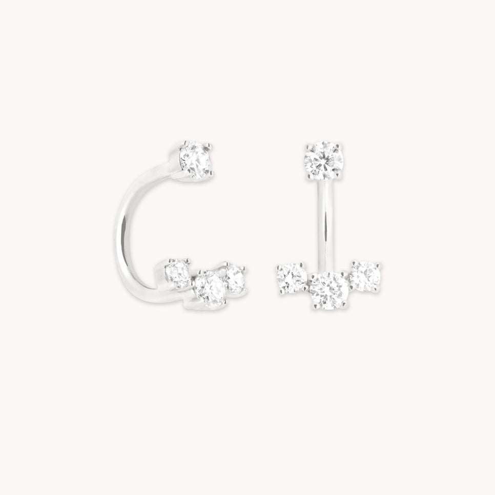 Diamond Trio Ear Jacket in Solid White Gold-Astrid &amp; Miyu