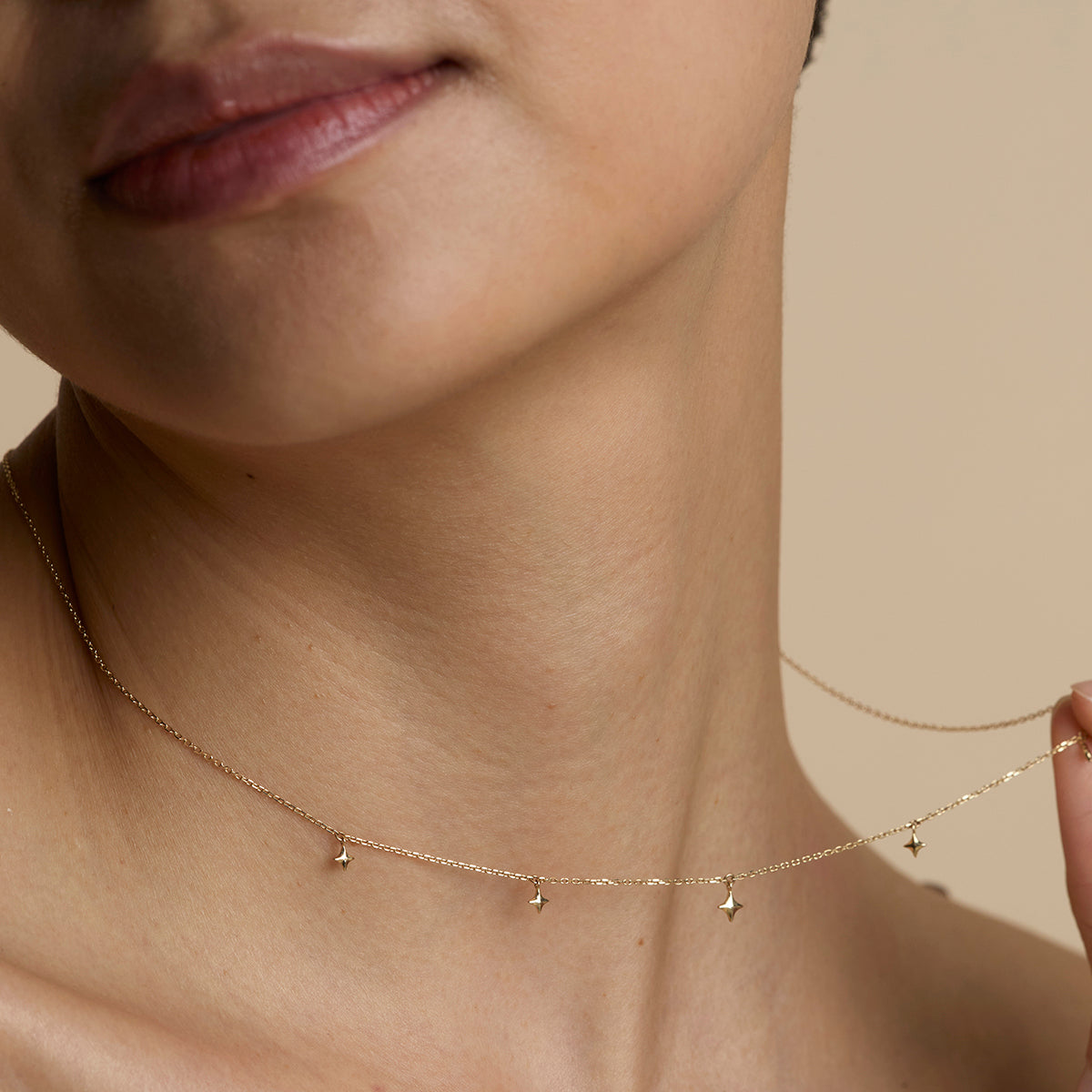 Cosmic Star Charm Necklace in Solid Gold-Astrid &amp; Miyu