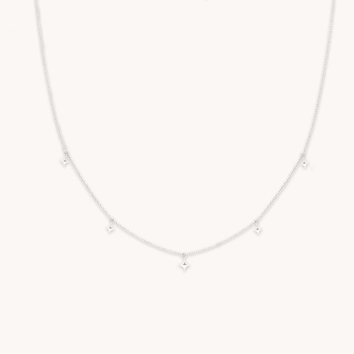 Cosmic Star Charm Necklace in Solid White Gold-Astrid &amp; Miyu