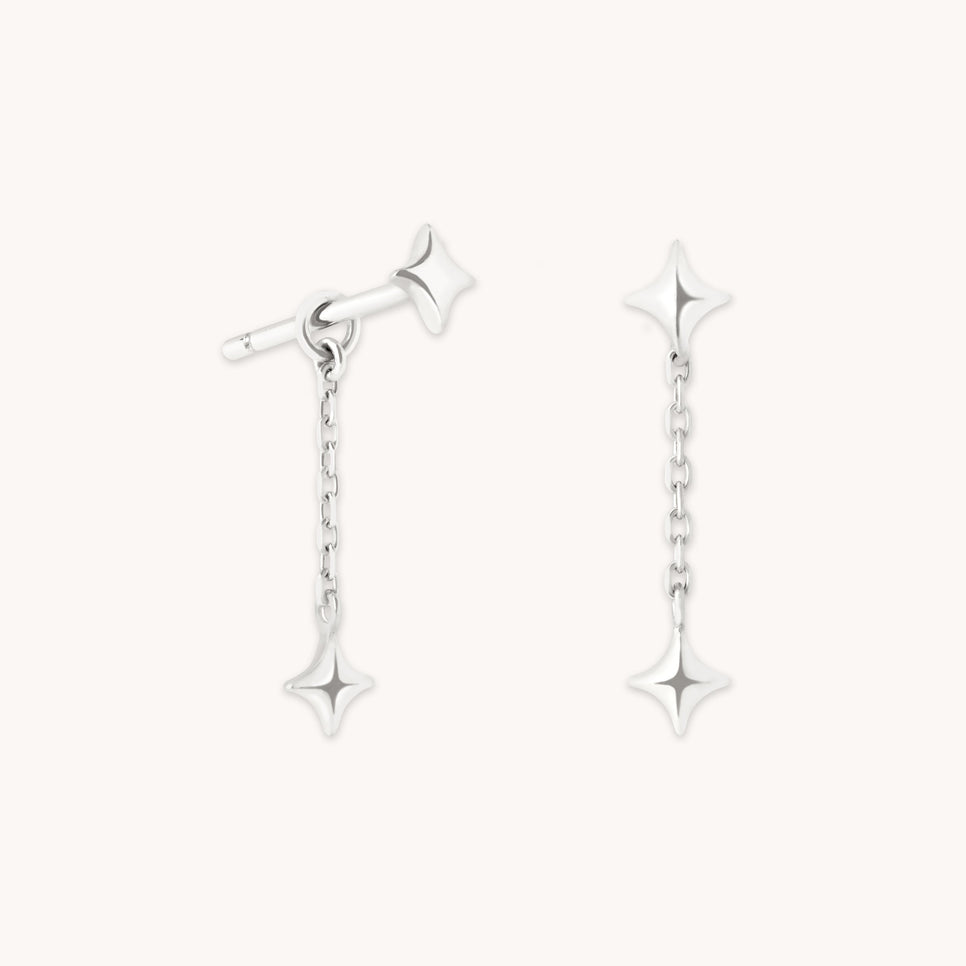 Cosmic Star Chain Studs in Solid White Gold-Astrid &amp; Miyu