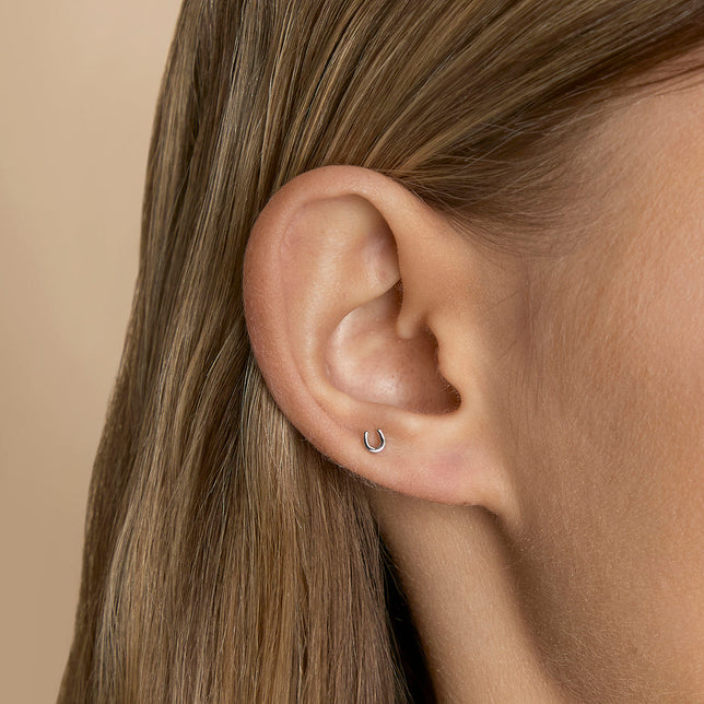 Horseshoe Piercing Stud in Solid White Gold-Astrid & Miyu