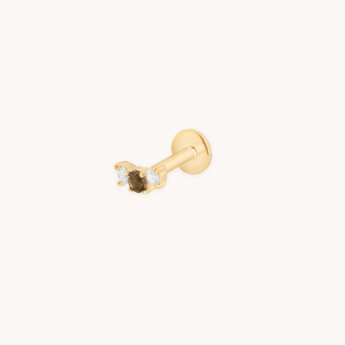 Smokey Quartz Cluster Piercing Stud in Solid Gold-Astrid &amp; Miyu