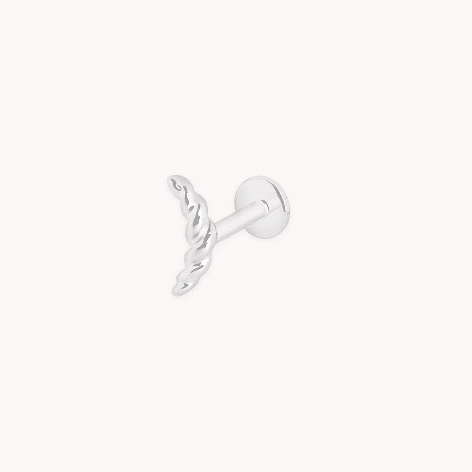 Twisted Rope Curved Piercing Stud in Solid White Gold-Astrid &amp; Miyu