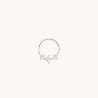 Square Crystal Trio Titanium Daith Hoop in Platinum-Astrid &amp; Miyu