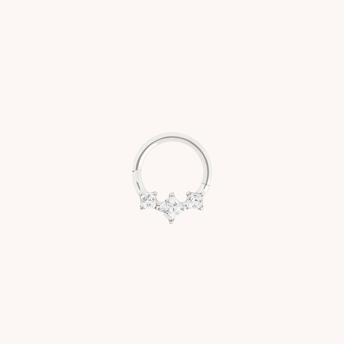 Square Crystal Trio Titanium Daith Hoop in Platinum-Astrid &amp; Miyu