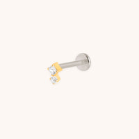 Square Crystal Double Titanium Piercing Stud in Gold-Astrid &amp; Miyu
