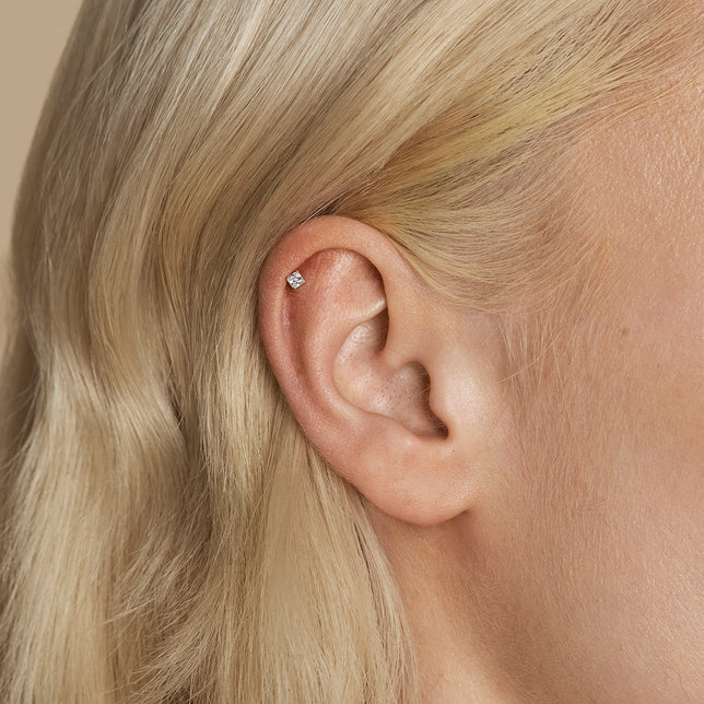 Square Crystal Titanium Piercing Stud in Gold-Astrid &amp; Miyu