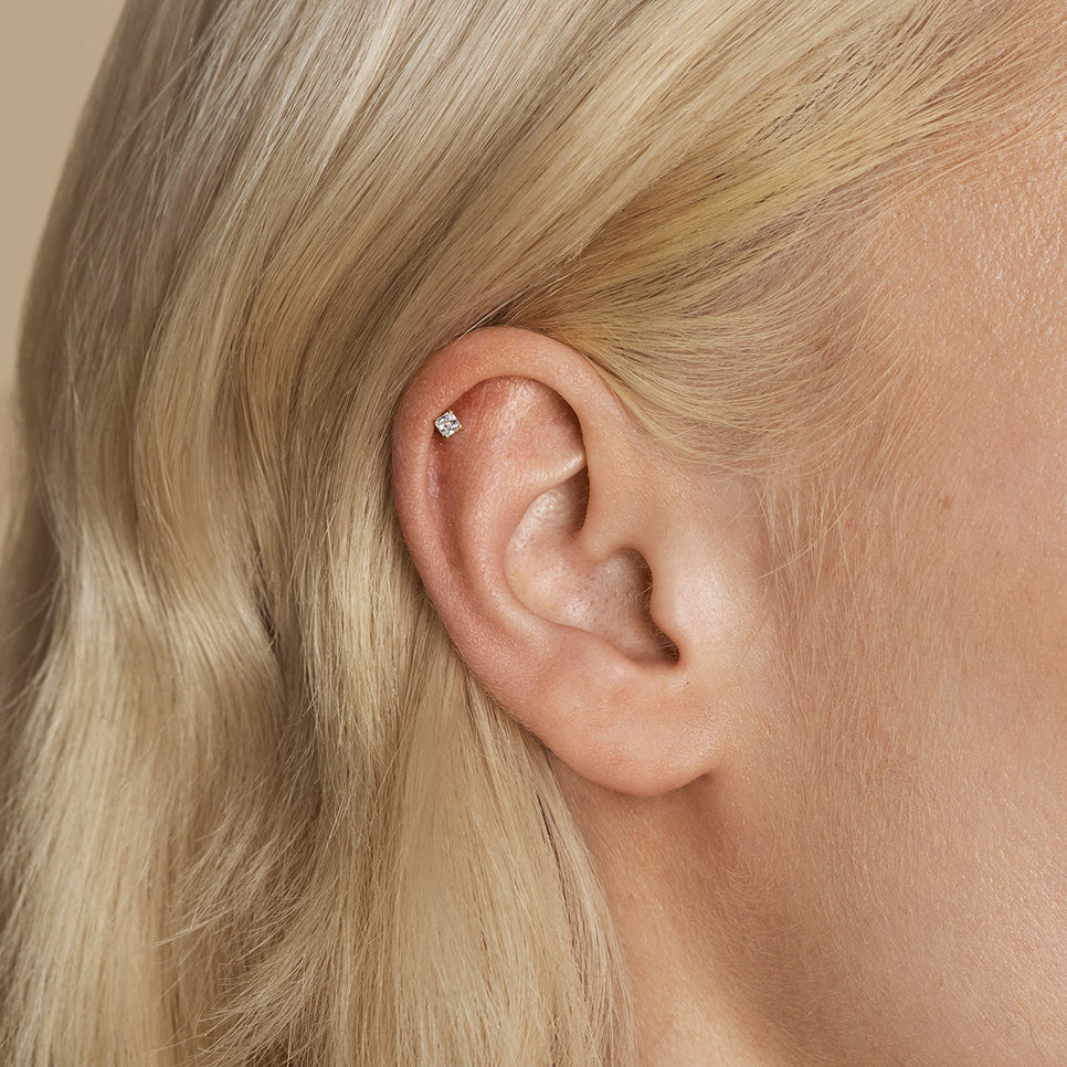 Square Crystal Titanium Piercing Stud in Gold-Astrid &amp; Miyu