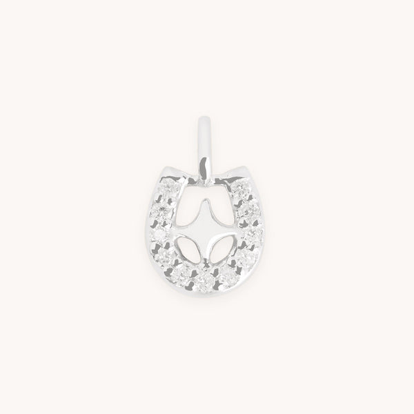 Diamond Pavé Horseshoe Charm 9k White Gold-Astrid &amp; Miyu
