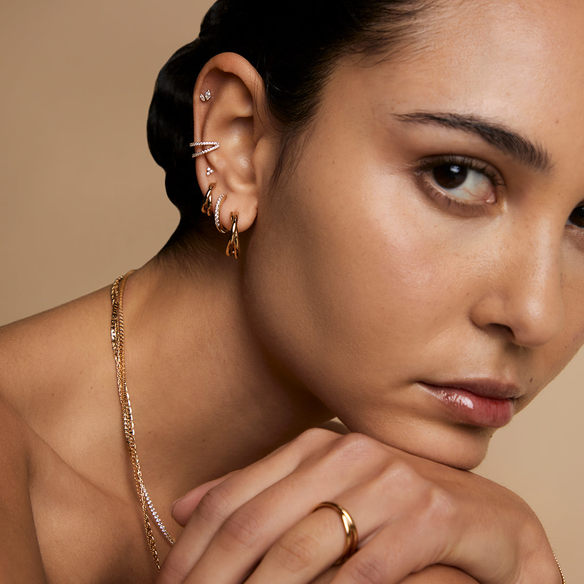 Crossover Illusion Hoops in Gold