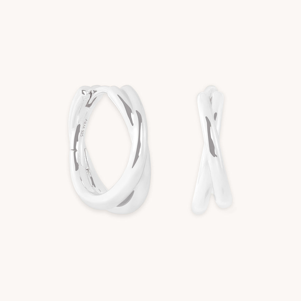 Crossover Illusion Hoops in Silver