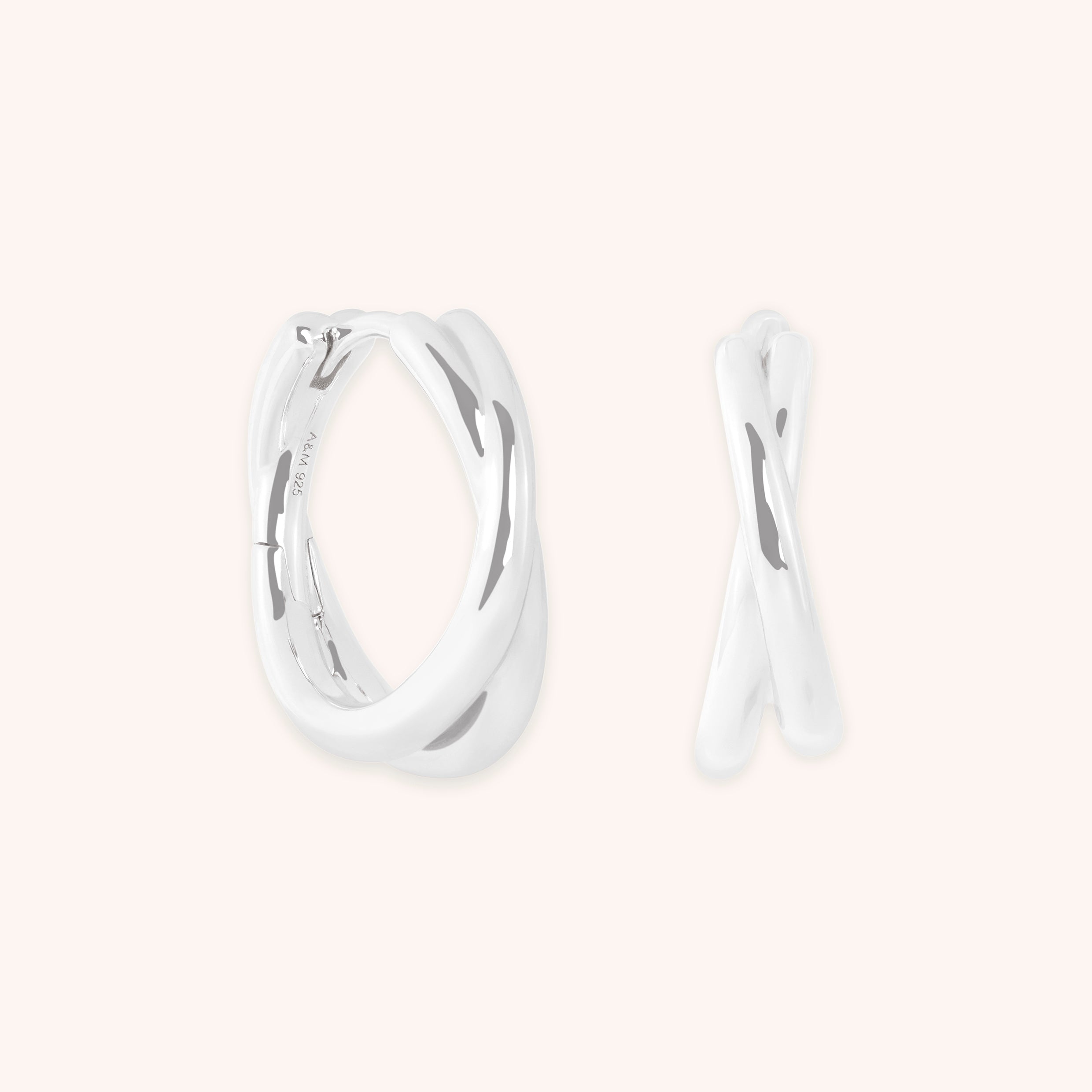 Crossover Illusion Hoops in Silver