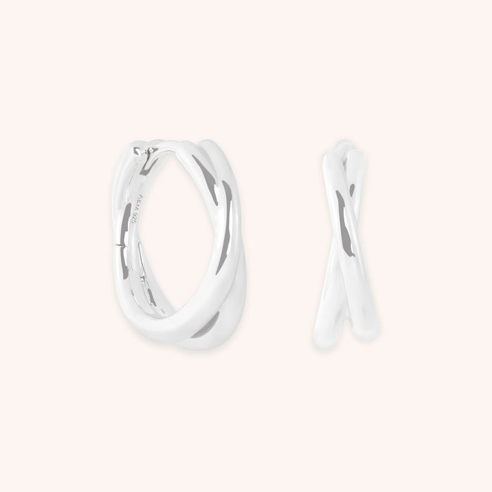 Crossover Illusion Hoops in Silver