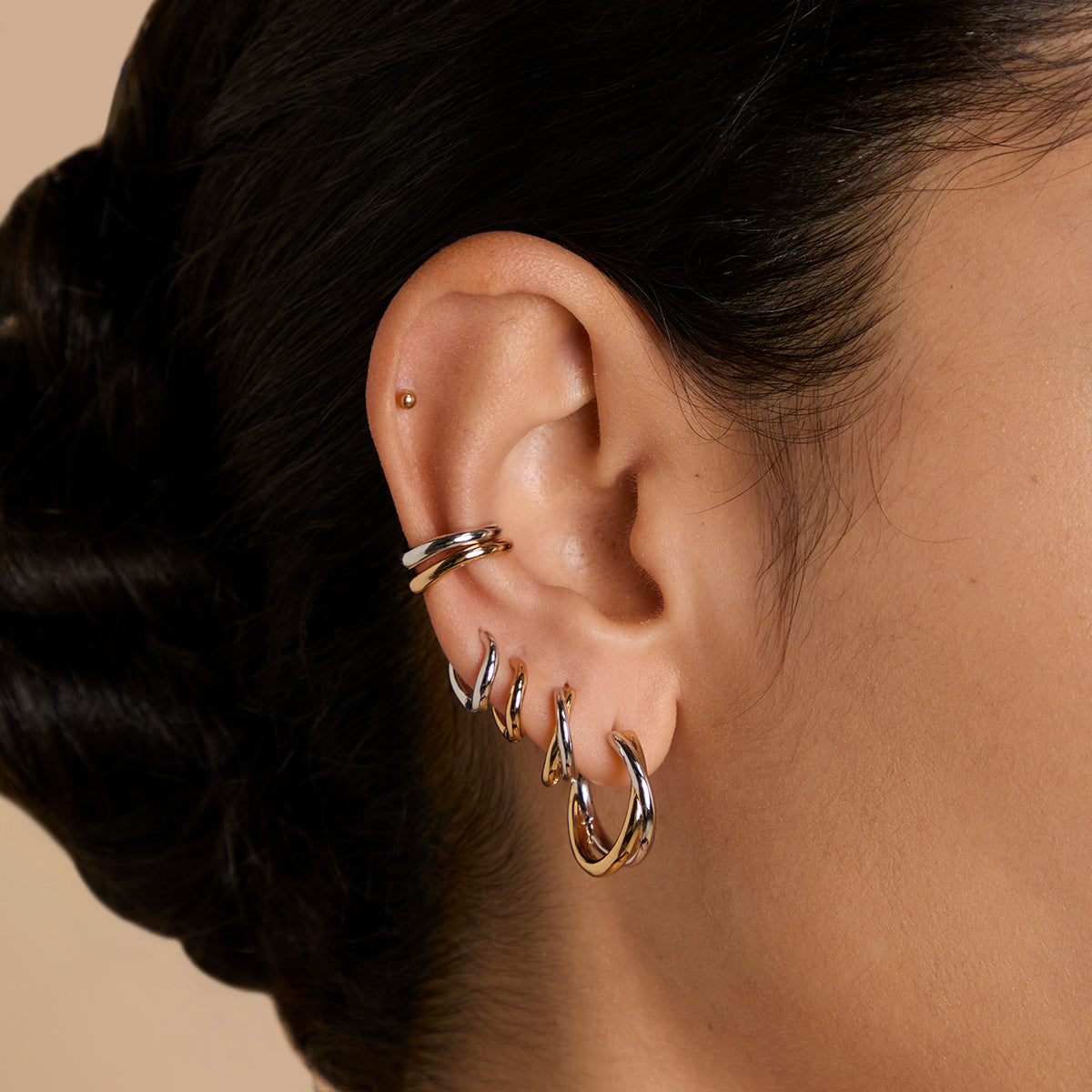 Crossover Illusion Huggies in Mixed Metal