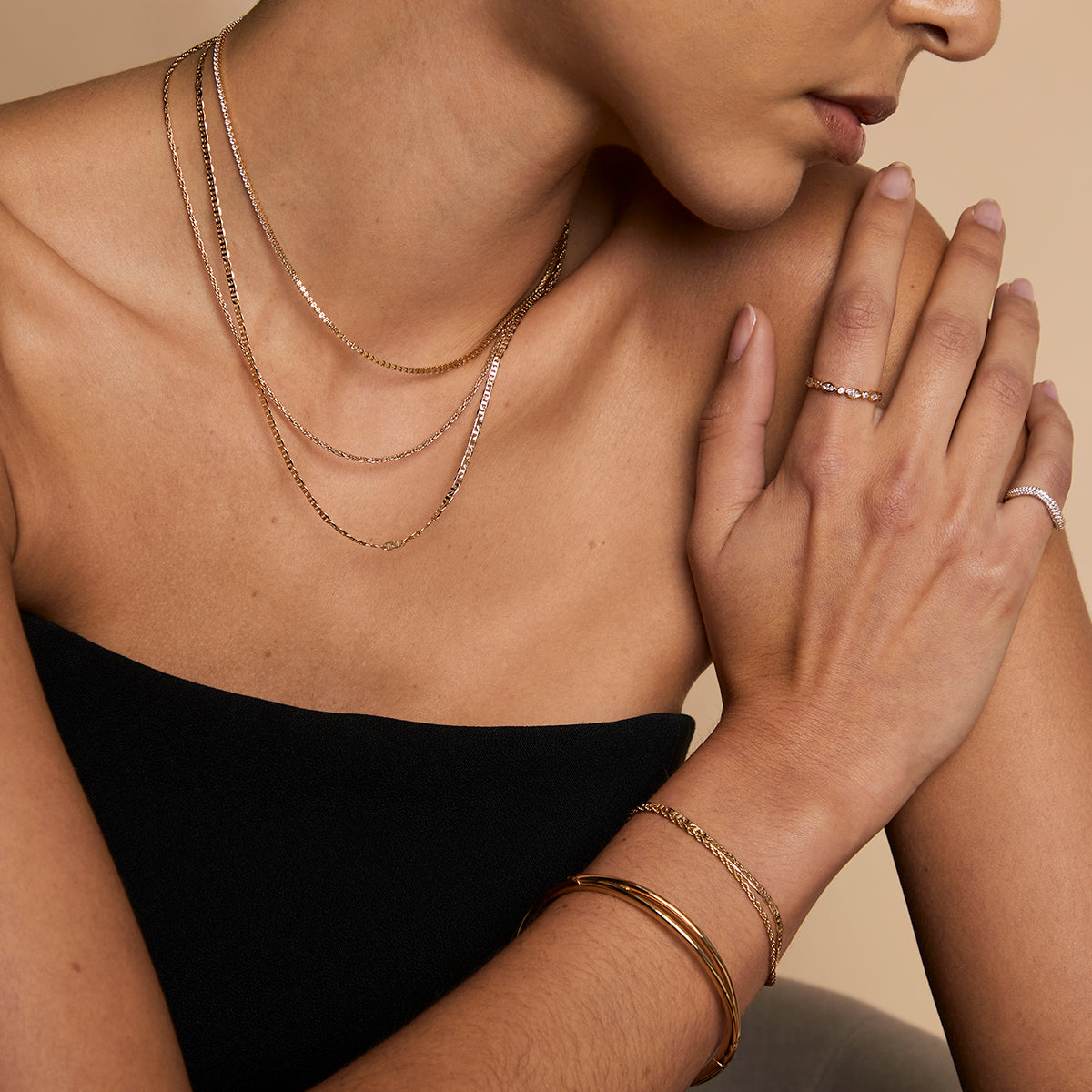 Illusion Double Chain Necklace in Gold