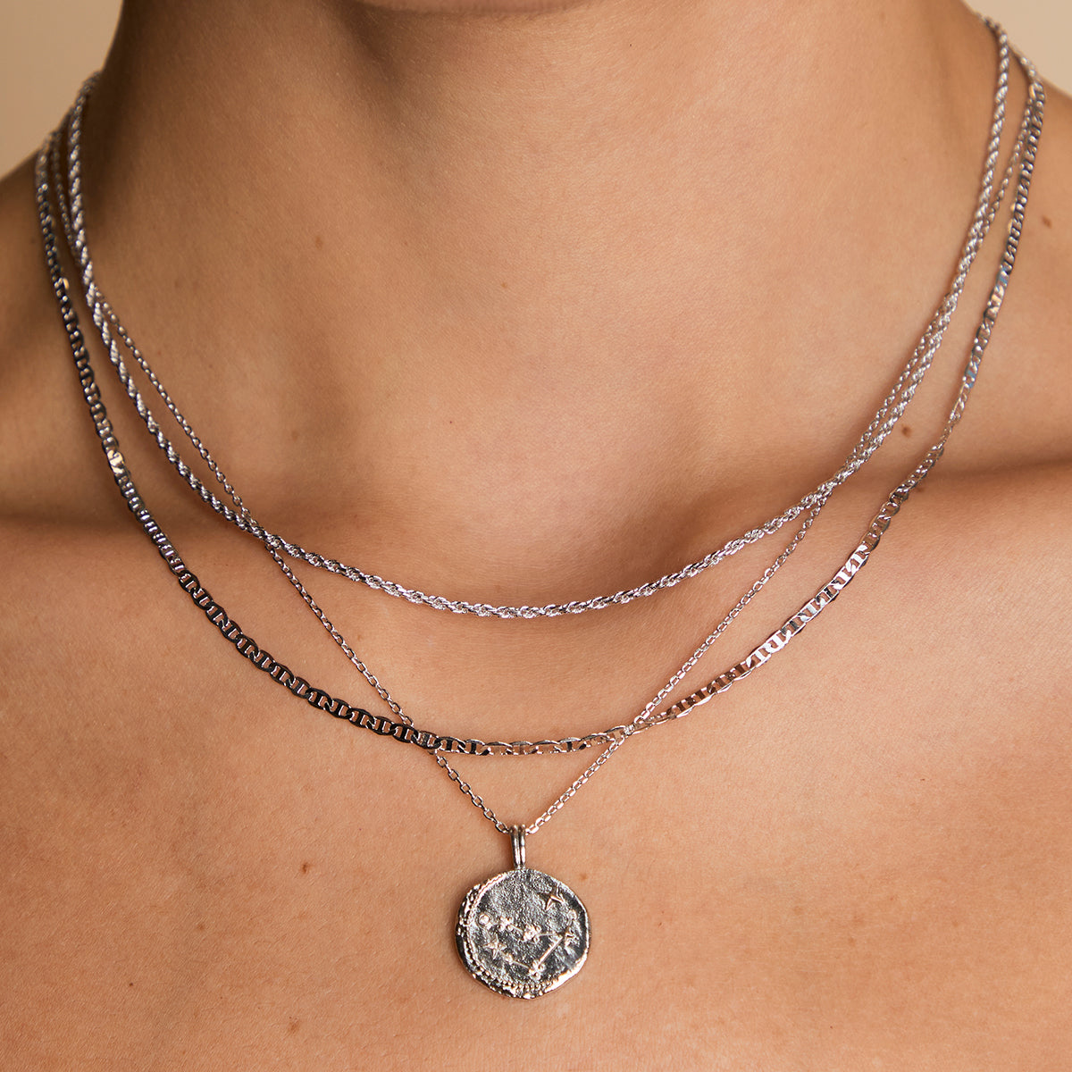 Illusion Double Chain Necklace in Silver