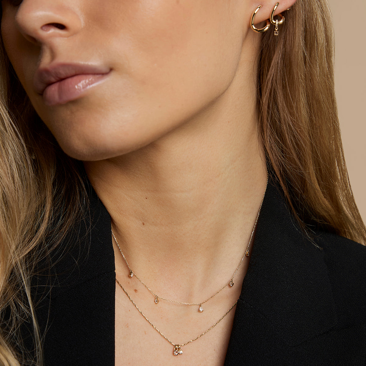 Diamond & Quartz Pendant Necklace in Solid Gold