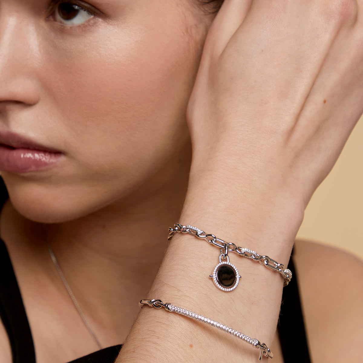 Pavé Chain Link Bracelet in Silver