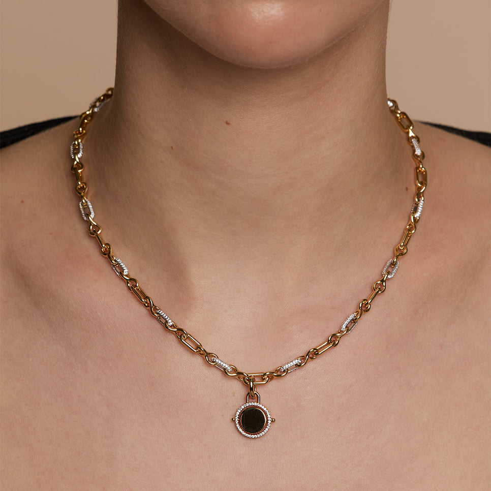 Pavé Spinning Coin Clip Charm in Gold