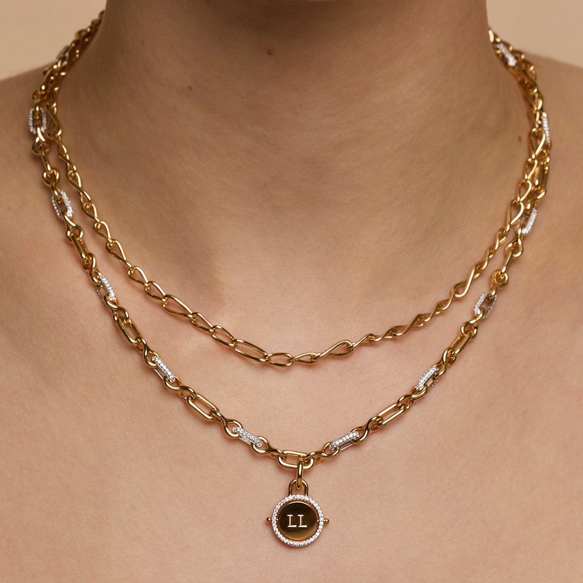 Pavé Spinning Coin Clip Charm in Gold