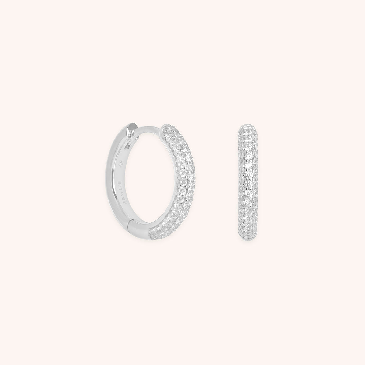 Pavé Essential Small Hoops in Silver