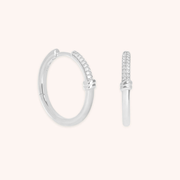 Pavé Knot Hoops in Silver