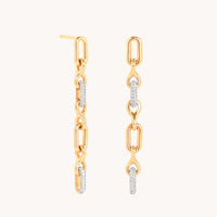 Pavé Chain Link Drop Studs in Gold