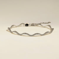 Scalloped Tennis Chain Bracelet in Silver-Astrid &amp; Miyu