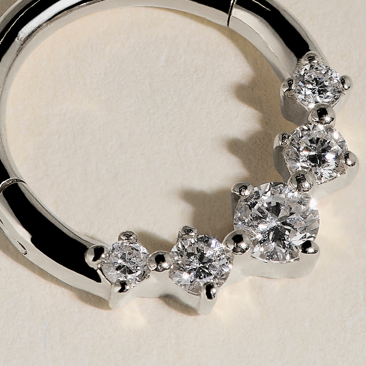 Diamond Daith Hoop in Solid White Gold