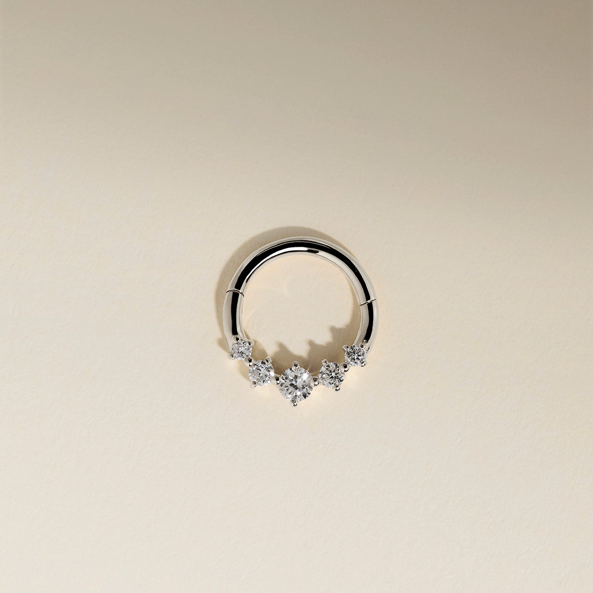 Diamond Daith Hoop in Solid White Gold