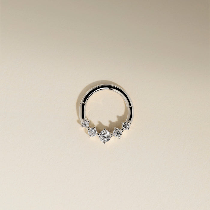 Diamond Daith Hoop in Solid White Gold