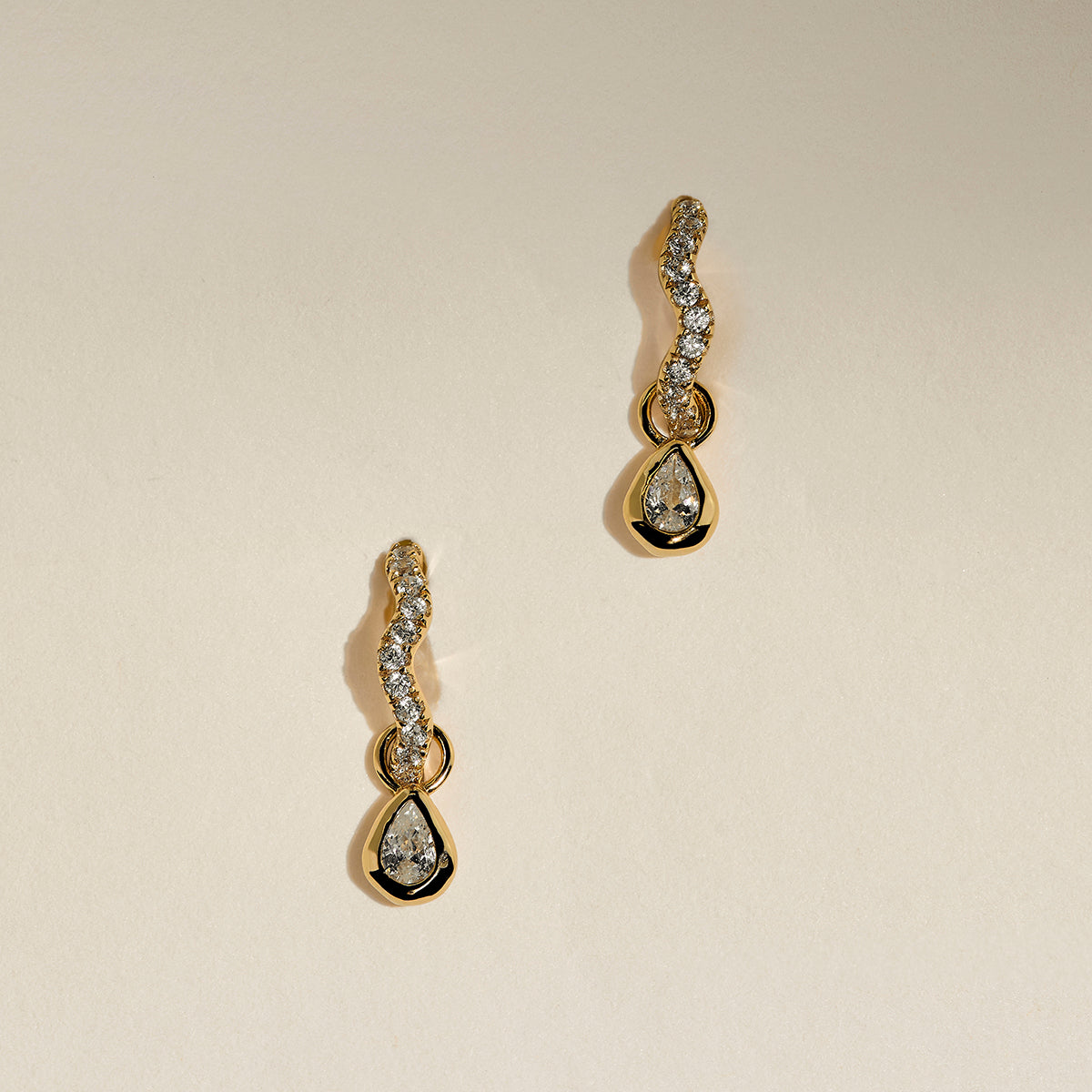 Scalloped Crystal Charm Huggies in Gold-Astrid &amp; Miyu