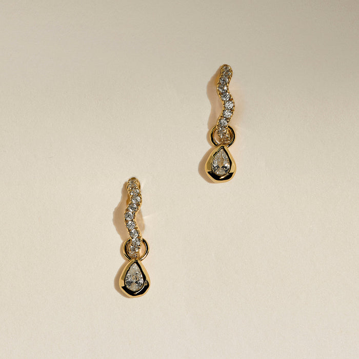 Scalloped Crystal Charm Huggies in Gold-Astrid &amp; Miyu