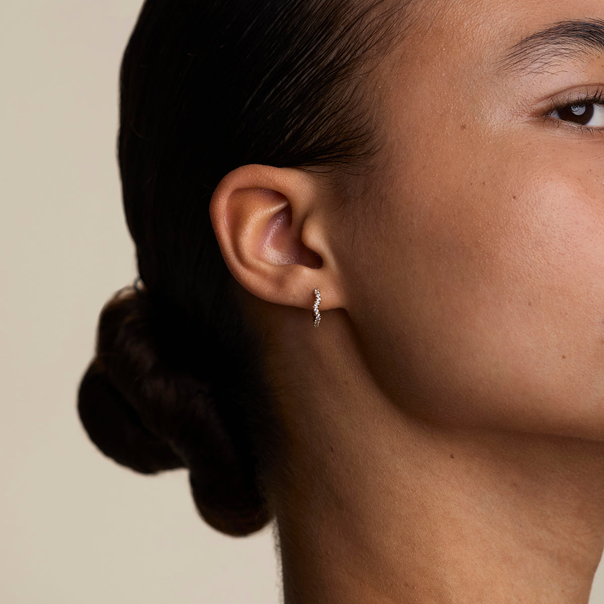 Scalloped Crystal Charm Huggies in Gold-Astrid &amp; Miyu