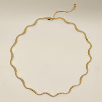 Scalloped Tennis Chain Necklace in Gold-Astrid &amp; Miyu