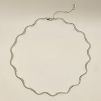 Scalloped Tennis Chain Necklace in Silver-Astrid &amp; Miyu