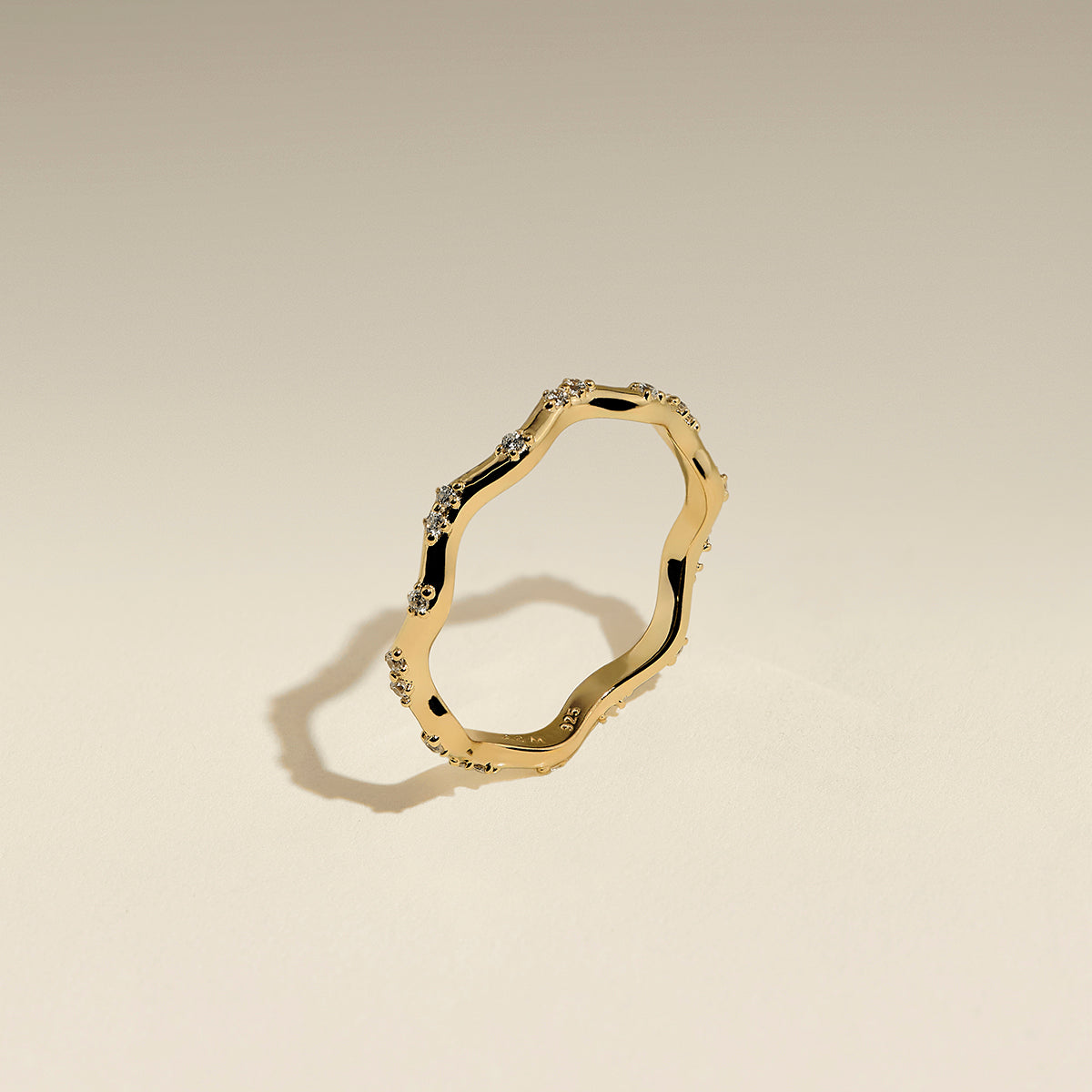 Scalloped Crystal Band Ring in Gold-Astrid &amp; Miyu