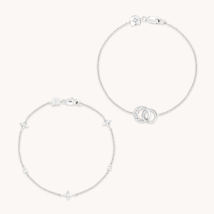 Celestial Bracelet Stacking Set in Silver