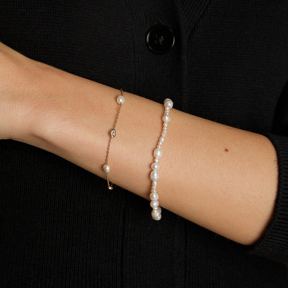 Pearl Bracelet Stacking Set in Gold
