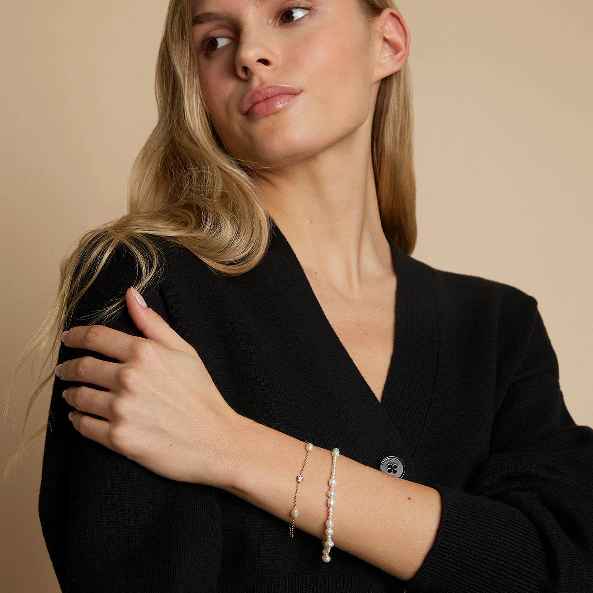 Pearl Bracelet Stacking Set in Gold