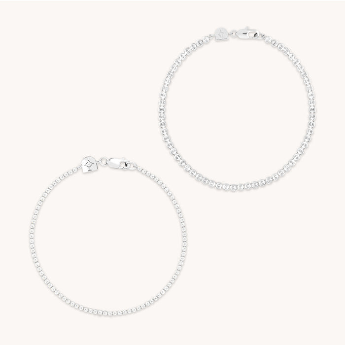 Tennis Bracelet Stacking Set in Silver