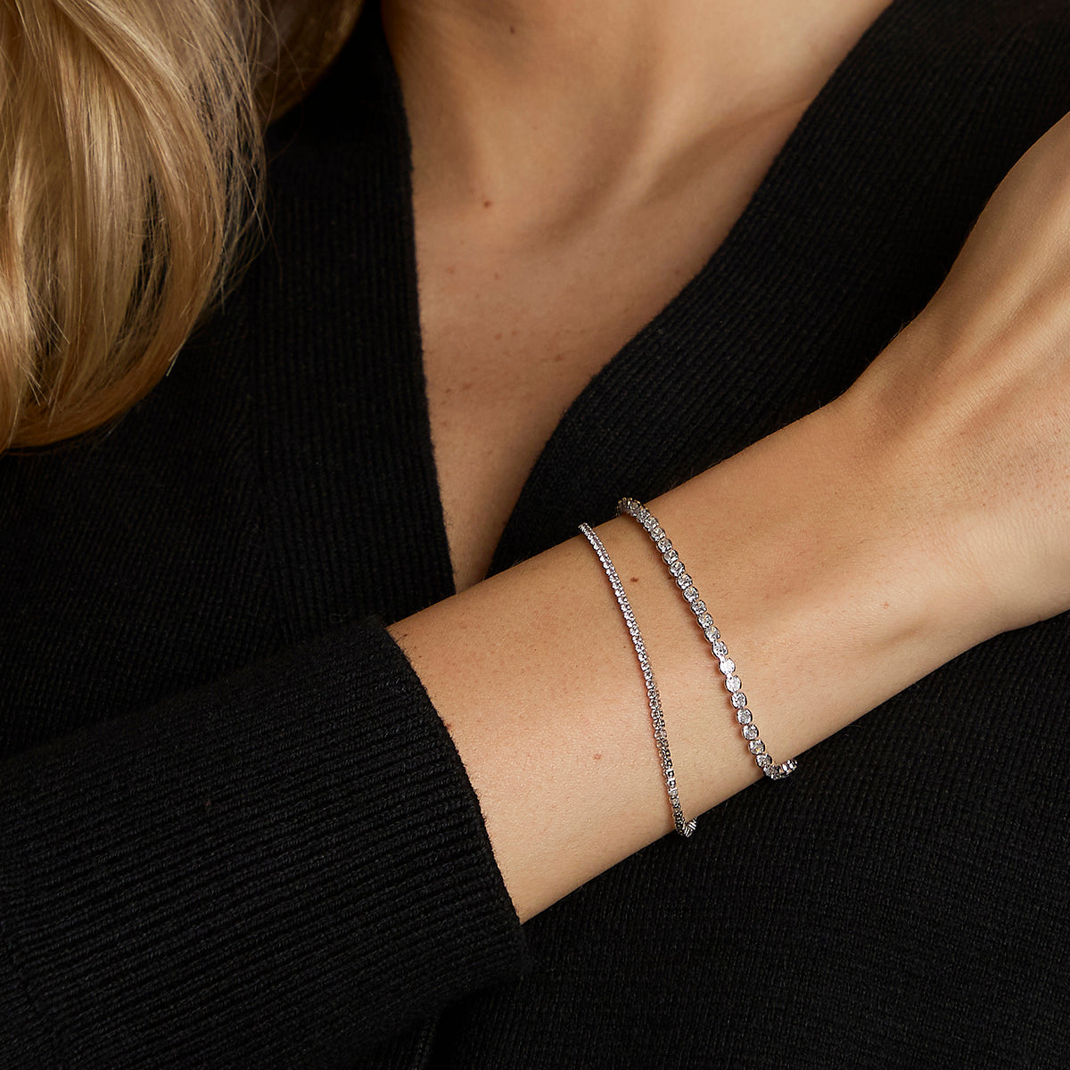 Tennis Bracelet Stacking Set in Silver