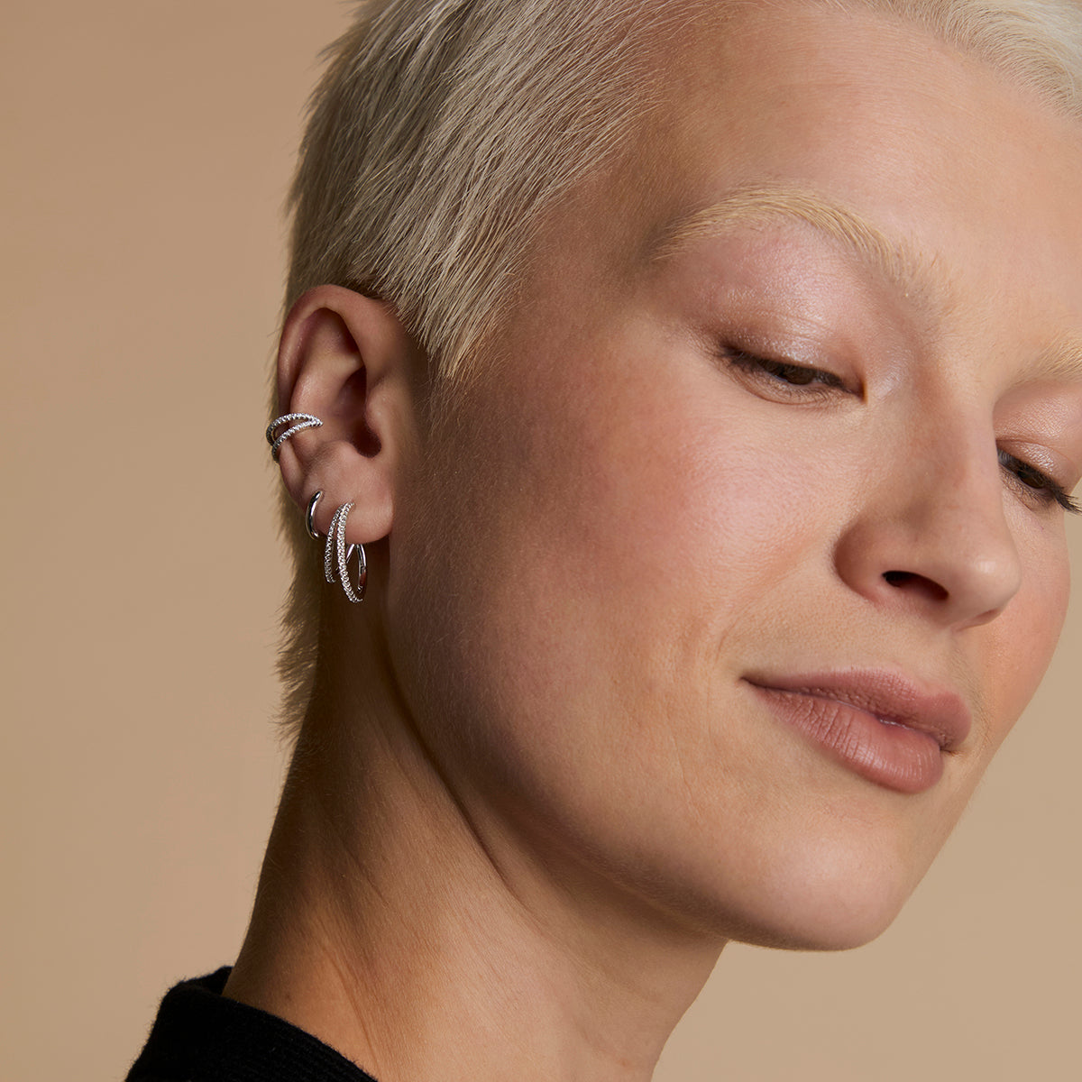 Illusion Hoops  Stacking Set in Silver