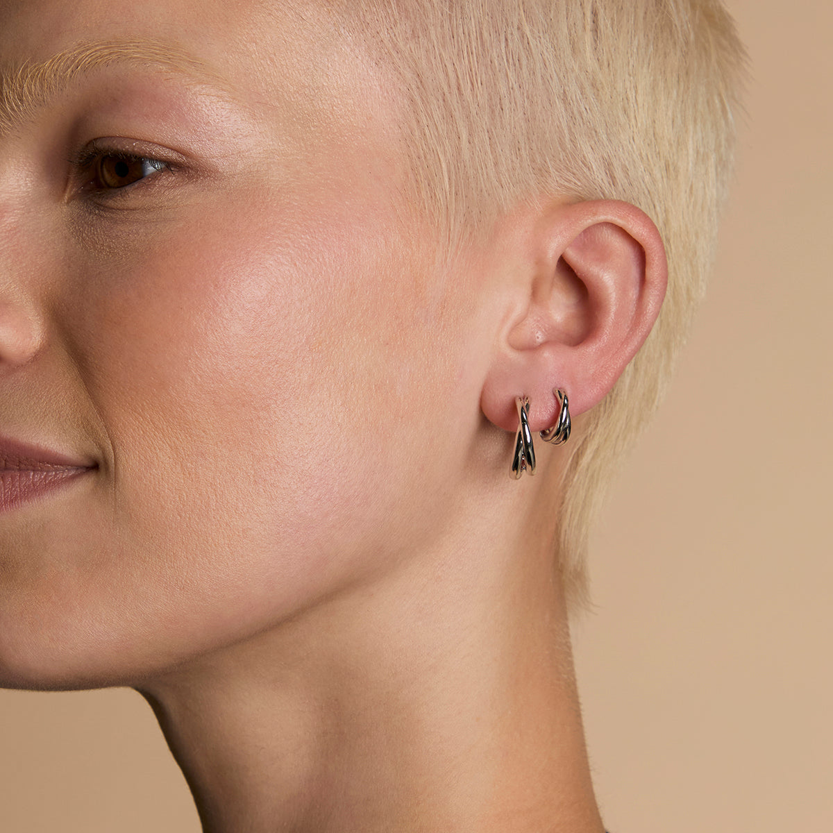 Crossover Illusion Hoops Stacking Set in Silver