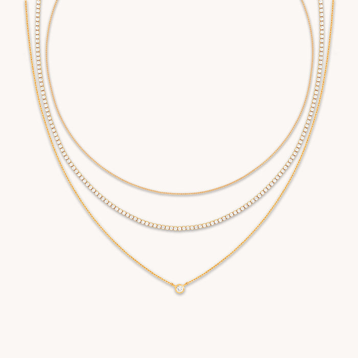 Essential Crystal Necklace Stacking Set in Gold