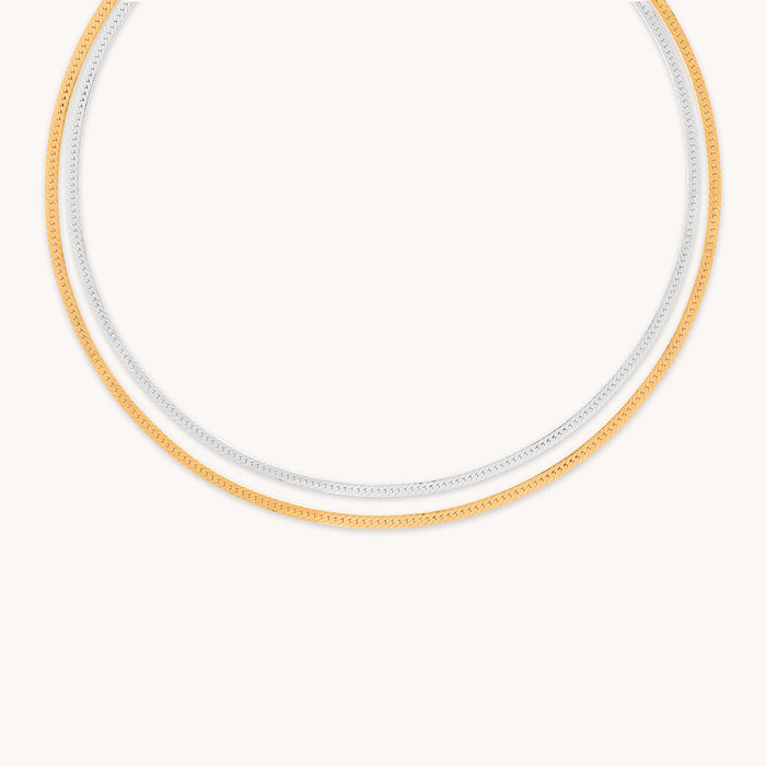 Essential Snake Chain Necklace Stacking  Set in Mixed Metal